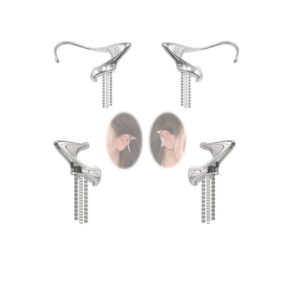 2x Pairs Sterling Silver Elf Earrings Ear Clippers